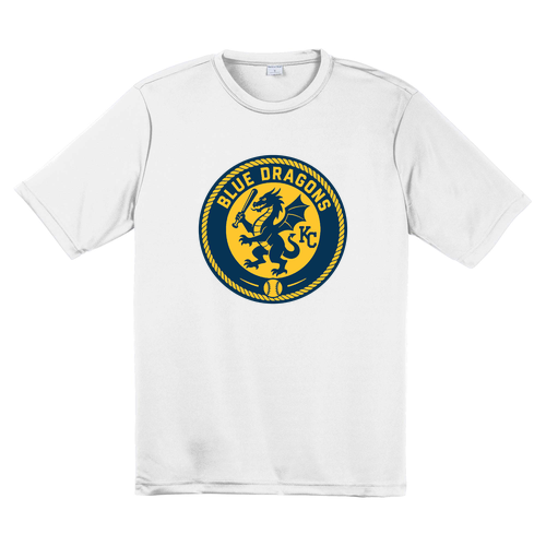 Adult Blue Dragons Baseball Seal Performance Tee -- White