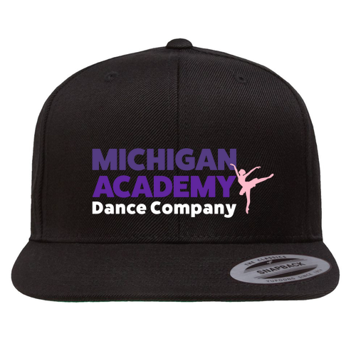 Mens/Unisex Yupoong 6 Panel Structured Flat Visor Classic Snapback Hat 2 Tone -- Black