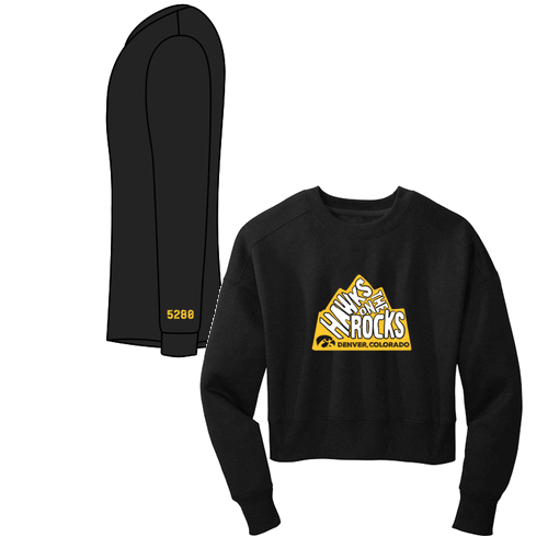 District Women's Perfect Weight Fleece Cropped Crew -- Jet Black