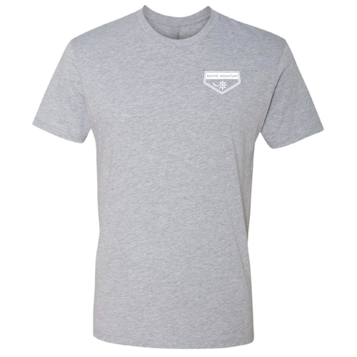 Boyne Mountain Logo 2 White Ink -- Short Sleeve Heather Grey