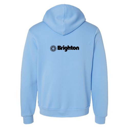 Brighton Logo 2 Black Ink -- Pullover Hooded Sweatshirt Carolina Blue