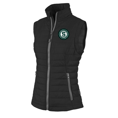 Charles River Ladies Radius Quilted Vest -- Black / Grey