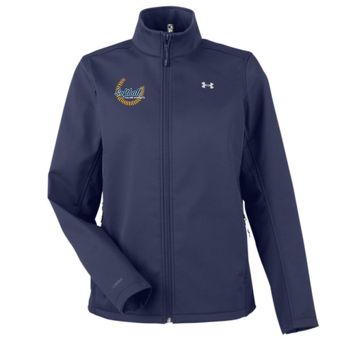 Ladies Saline Stitching Under Armour ColdGear Infrared Shield 2.0 Jacket -- Midnight Navy/White