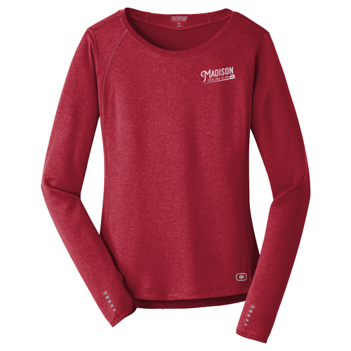 OGIO Endurance Ladies Long Sleeve Pulse Crew -- Ripped Red