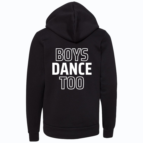 Boys Dance Too Youth Bella Canvas Sponge Fleece Hooded Sweatshirt -- Black