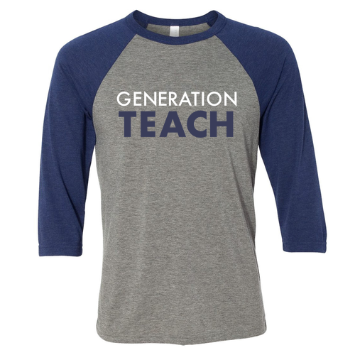 Bella Canvas Unisex 3/4 Sleeve Baseball T-Shirt -- Grey / Navy Triblend