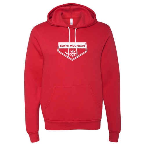 Boyne Mountain Logo 1 White Ink -- Pullover hooded sweatshirt Red