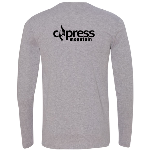 Cypress Mountain Logo 2 Black Ink -- Long Sleeve Heather Grey