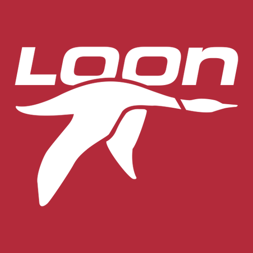 Loon Logo 2 White Ink -- Pullover Hooded Sweatshirt Red