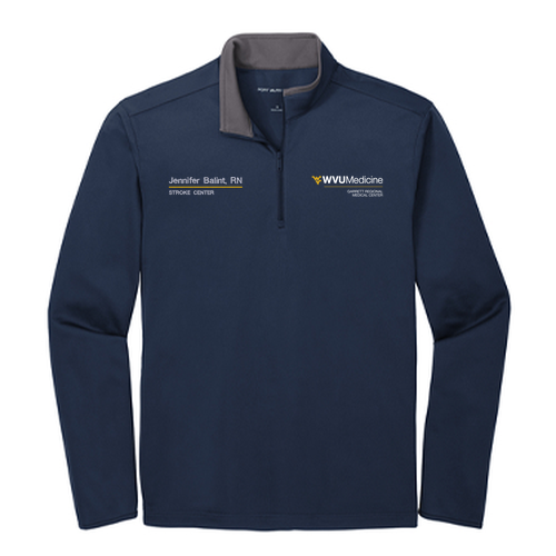 Port Authority Silk Touch Performance 1 / 4-Zip -- Navy / Steel Grey