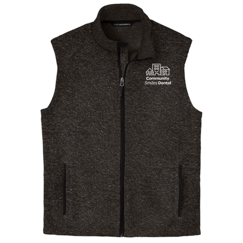 Embroidered Logo: Mens Port Authority Sweater Fleece Vest -- Black Heather