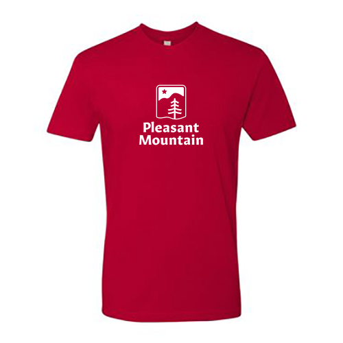 Pleasant Mountain Logo 1 White Ink -- Short Sleeve Red