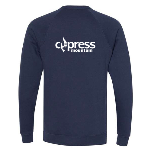 Cypress Mountain Logo 2 White Ink -- Crewneck Sweatshirt Navy