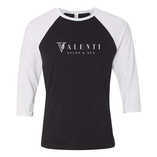 Valenti Bella Canvas Unisex 3/4 Sleeve Baseball T-Shirt -- Black/ White