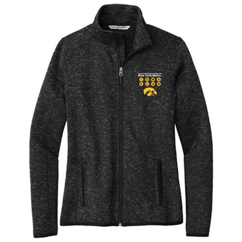 Embroidered Port Authority Ladies Sweater Fleece Jacket -- Black Heather