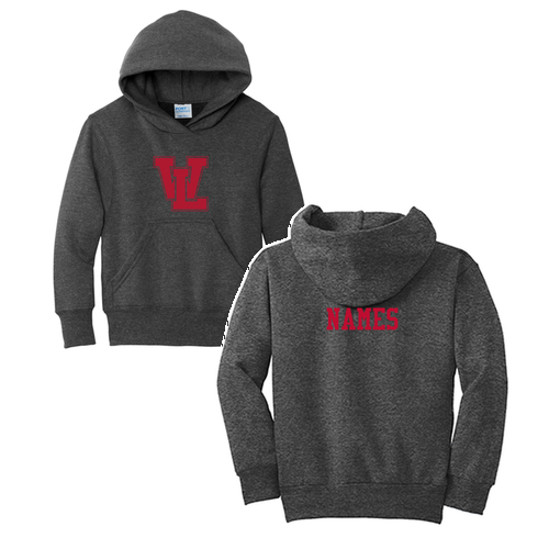 Youth Port and Company Pullover Hooded Sweatshirt -- Dark Heather Grey
