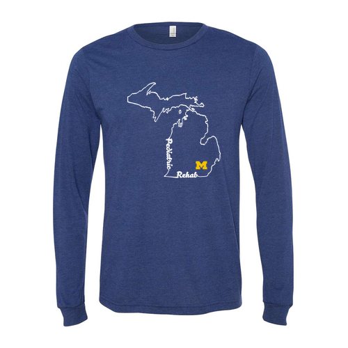 Mens/Unisex Bella Canvas Soft Fitted Triblend Long Sleeve Tee -- Navy Triblend