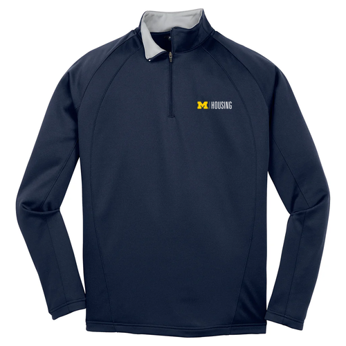 Sport Tek Sportwick Fleece Quarter Zip Pullover -- Navy / Silver
