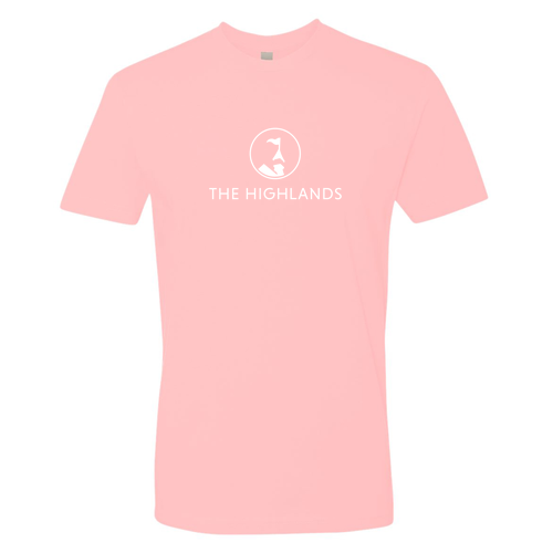 The Highlands Logo 1 White Ink -- Short Sleeve Light Pink