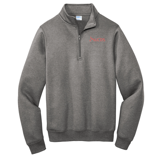 Coral Print Port and Company Core Fleece Quarter-Zip Pullover Sweatshirt -- Graphite Heather