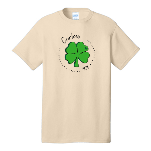 Carlow Clover with Heart Cotton T-Shirt -- Creme