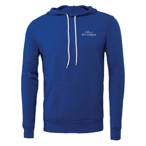 Inn at Bay Harbor 1 color White left chest/back Pullover Hooded Sweatshirt -- True Royal