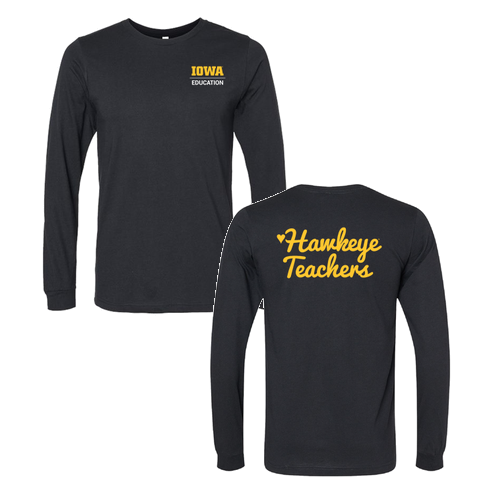 Hawkeye Teacher Bella+Canvas Unisex Heather Cvc Long Sleeve Tee- Heathers -- Solid Black Blend