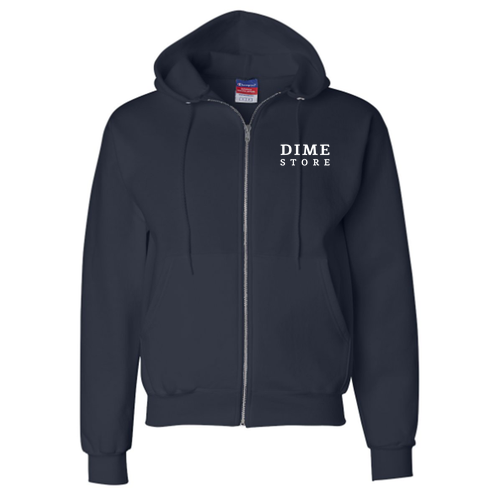 Champion Powerblend Full-Zip Hooded Sweatshirt -- Navy