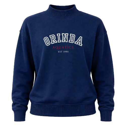 J America Ladies Dream Fleece Mock Neck Crew -- True Navy