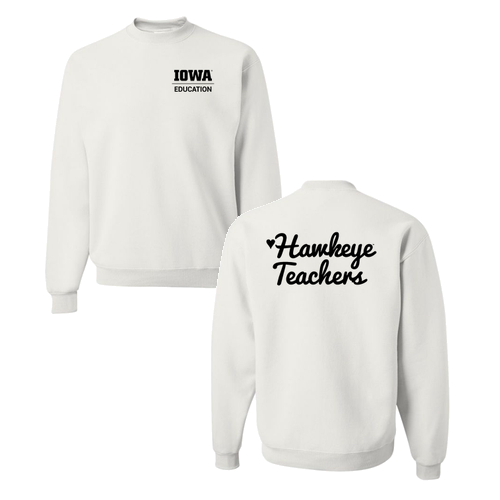 Hawkeye Teacher Jerzees 8 Oz., 50/50 Nublend Fleece Crew -- White