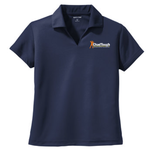 Ladies Sport Tek Dri Mesh V-Neck Polo -- Navy
