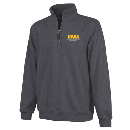 Embroidered Charles River Crosswind Quarter Zip Sweatshirt -- Dark Charcoal