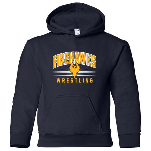 Fire Hawks Wrestling (Youth Hoodie)  -- Navy