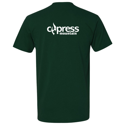 Cypress Mountain Logo 2 White Ink -- Short Sleeve Forest Green