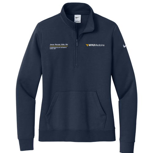 Nike Ladies Club Fleece Sleeve Swoosh 1/2 Zip -- Midnight Navy