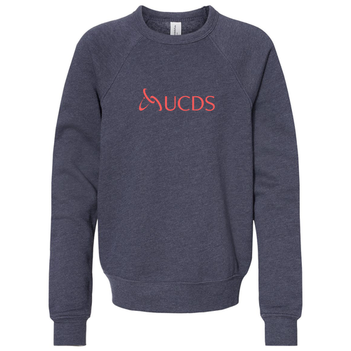 Coral Print Bella Canvas Youth Sponge Fleece Raglan Sweatshirt -- Heather Navy