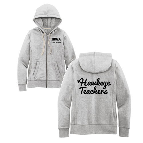 Hawkeye Teachers District Women's Re-Fleece Full-Zip Hoodie -- Light Heather Grey