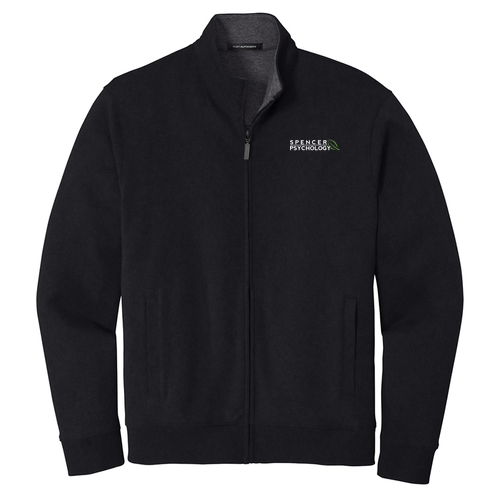 Port Authority Interlock Full-Zip -- Deep Black / Charcoal Heather