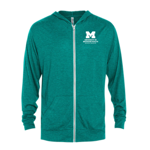 Delta Platinum Soft Tri-Blend Full Zip Hoodie -- Jade Heather
