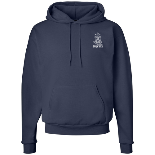 Hanes 7.8 Oz., 50/50 Comfort Blend Fleece Pullover Hood Adult (Design 2) -- Navy