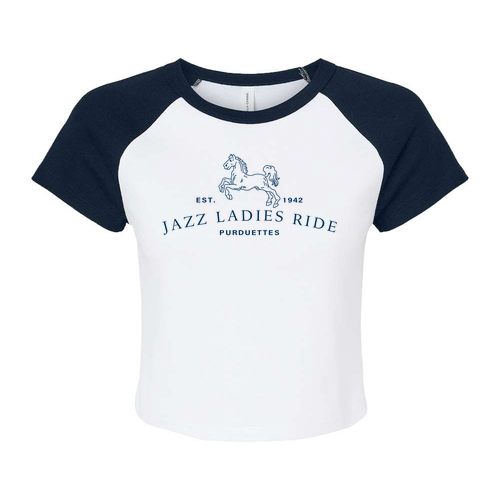 Bella+Canvas Women's Micro Rib Raglan Baby Tee -- White / Navy