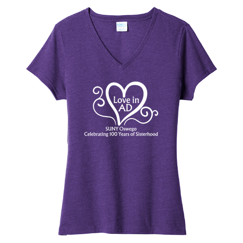 Love in AD Port & Company Ladies Blend V-Neck Tee -- Team Purple Heather