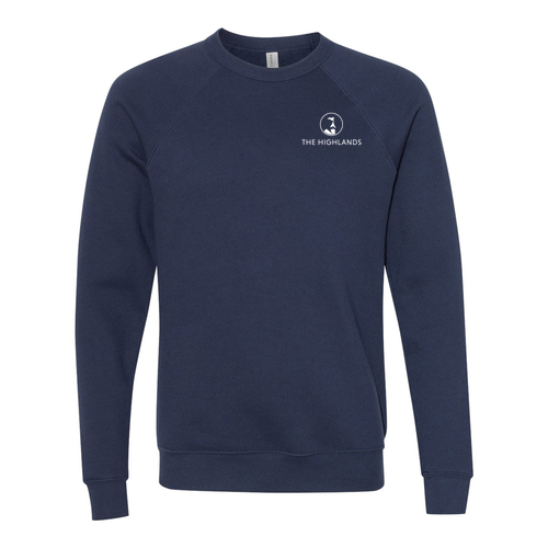 The Highlands Logo 2 White Ink -- Raglan Sweatshirt Navy