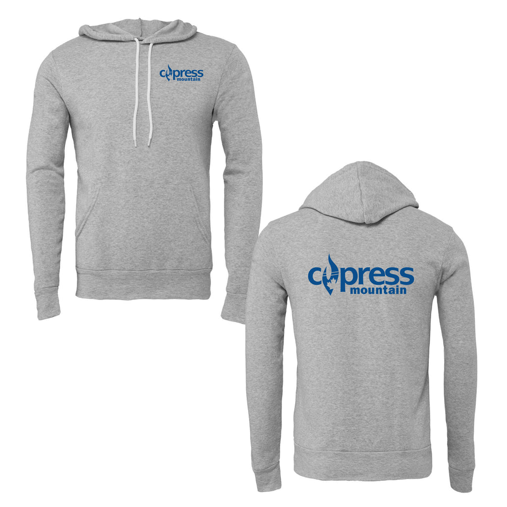 Cypress Mountain Logo 2 Blue Ink -- Pullover Hooded Sweatshirt Athletic Heather