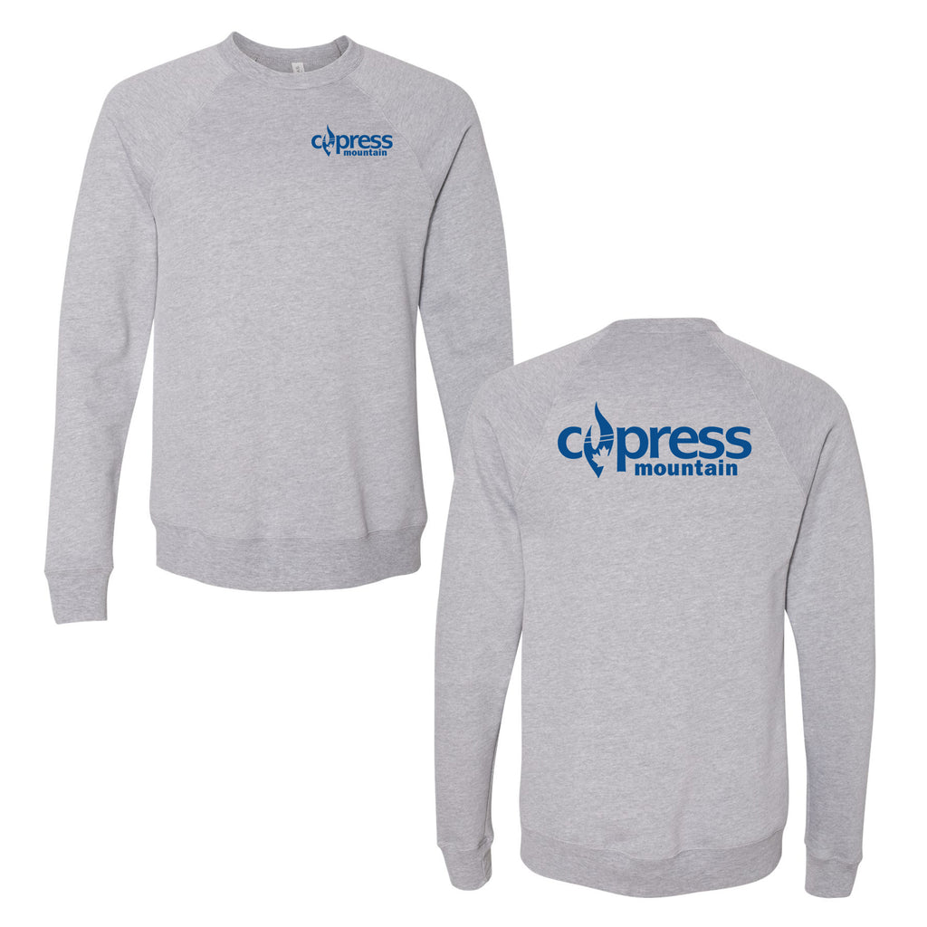 Cypress Mountain Logo 2 Blue Ink -- Crewneck Sweatshirt Athletic Heather