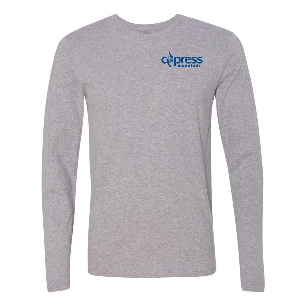 Cypress Mountain Logo 2 Blue Ink -- Long Sleeve Heather Grey