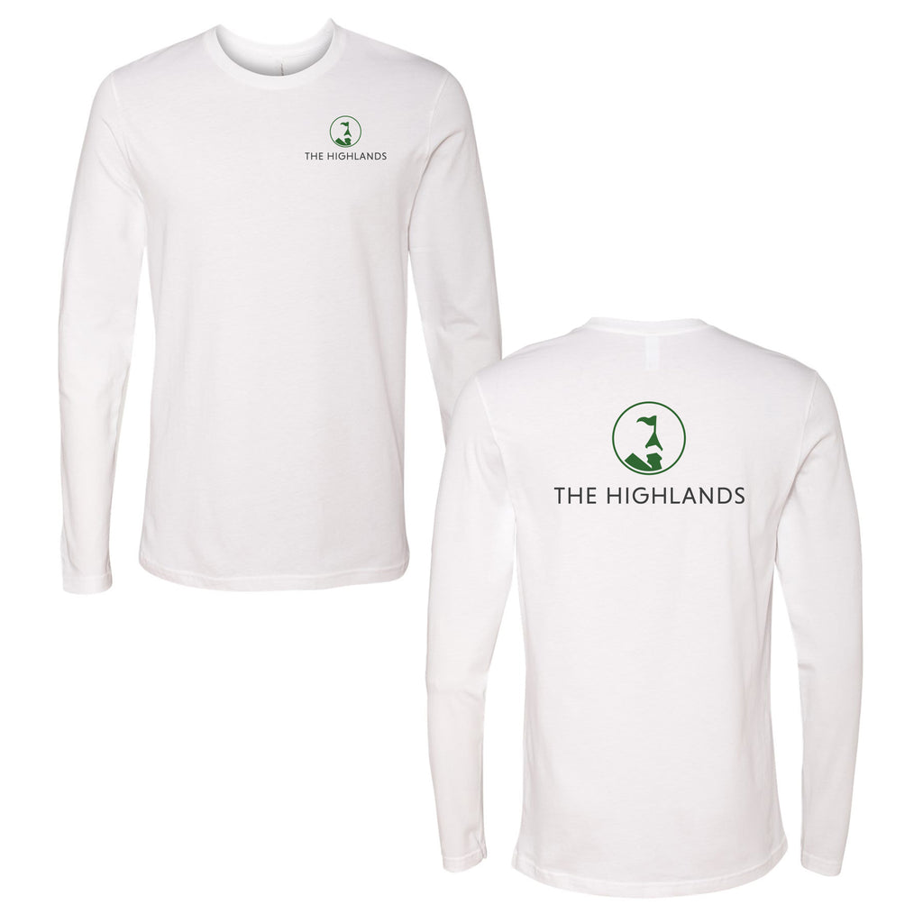 The Highlands Logo 2 Green Ink -- Long Sleeve White