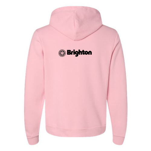 Brighton Logo 2 Black Ink -- Pullover Hooded Sweatshirt Pink