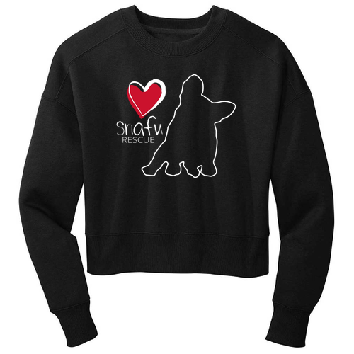 District Women's Perfect Weight Fleece Cropped Crew -- Jet Black