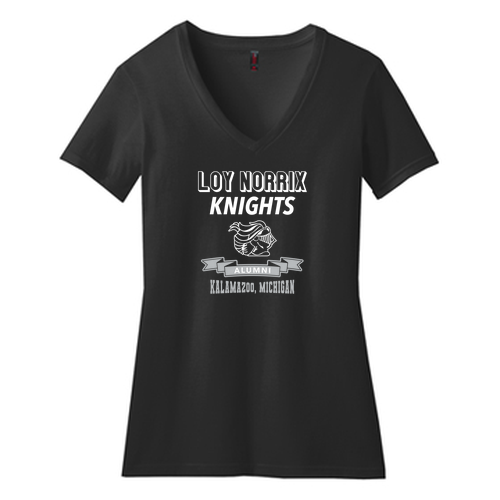 District Made Ladies Perfect Blend V-Neck Tee -- Heathered Navy